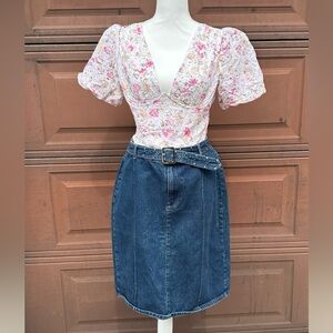 Faded Glory Dark Blue Denim Skirt with Belt